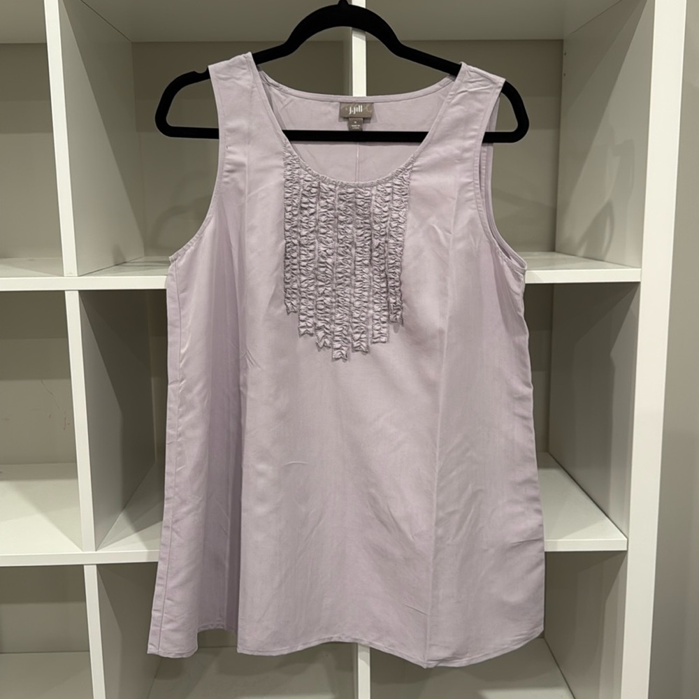 NWT: J. Jill frilled tank top, size M, in “Iris.”
